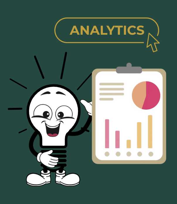 Lightbulb mascot showing example of digital marketing analytics. Upgrade your business and make it proud with DIGital entuziast.