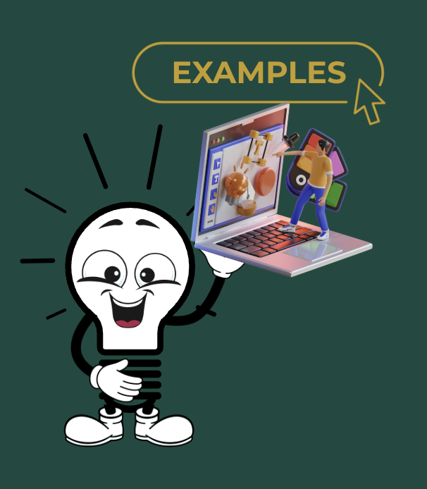 Lightbulb mascot showing examples of website editing. Make your business proud with DIGital entuziast.