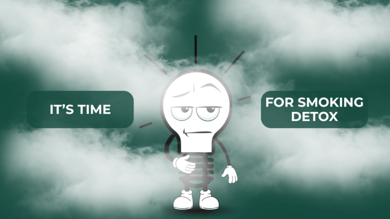 DIGital entuziast Hero Mascot covered with smoke. Smoking detox time.