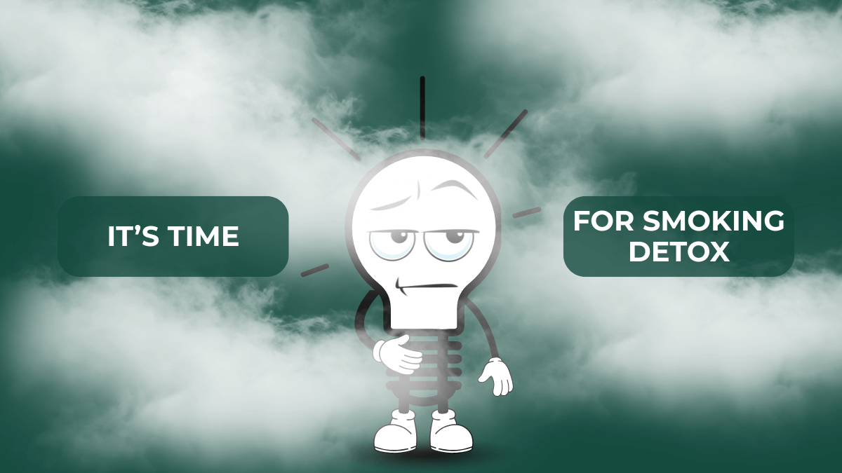 DIGital entuziast Hero Mascot covered with smoke. Smoking detox time.