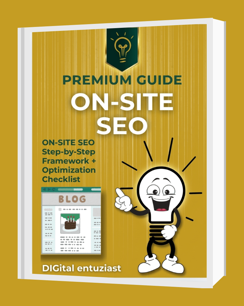 ON-SITE SEO Premium Guide cover, made by DIGital entuziast.