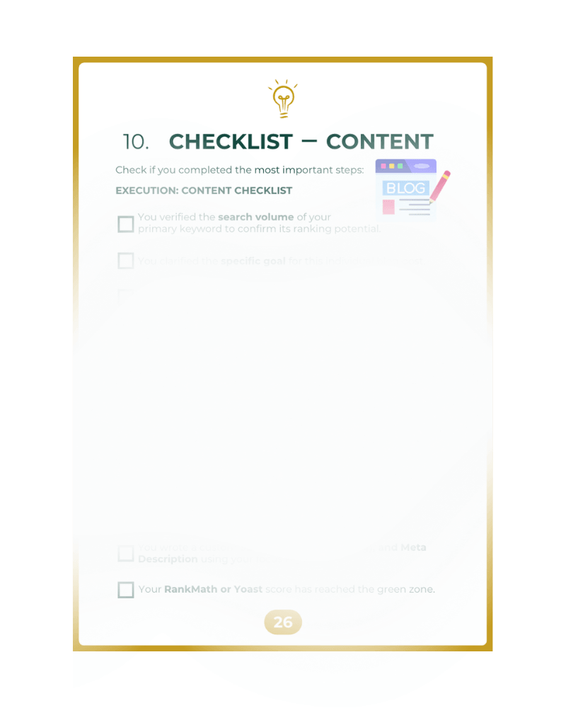 Search Engine Optimization Guide, Checklist for review, made by DIGital entuziast.