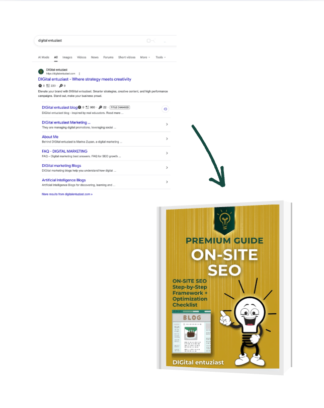 ON-SITE SEO premium guide and search engine results with DIGital entuziast