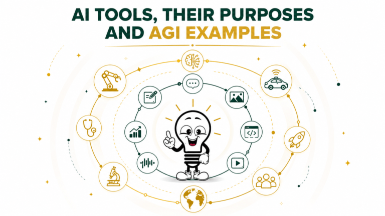 Bulb with AGI examples and AI icons － explained by DIGital entuziast