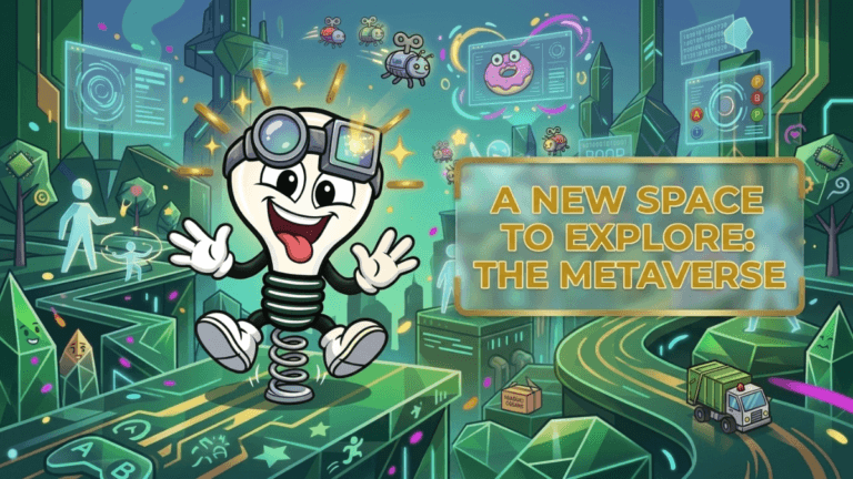 Entuziast bulb mascot exploring the Metaverse.